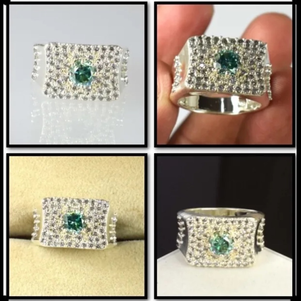 Light green 2.39 cubic zirconia men’s ring